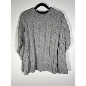 Vintage Y2K Chaps Ralph Lauren gray cable knit logo embroidered sweater L preppy